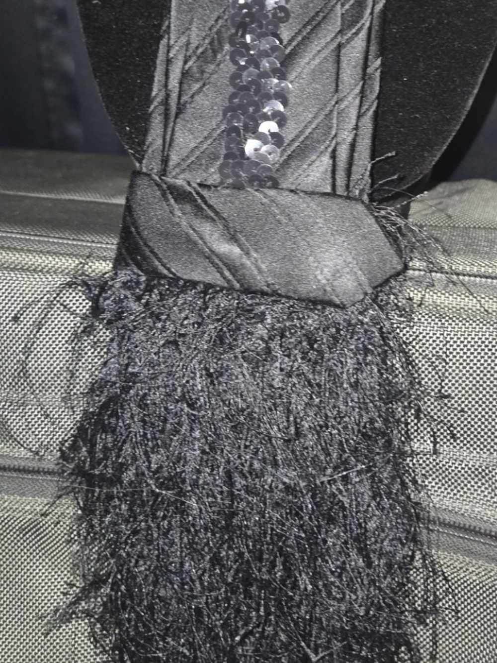 "TUXEDO" Black Sequin & Fringe Tie For HER